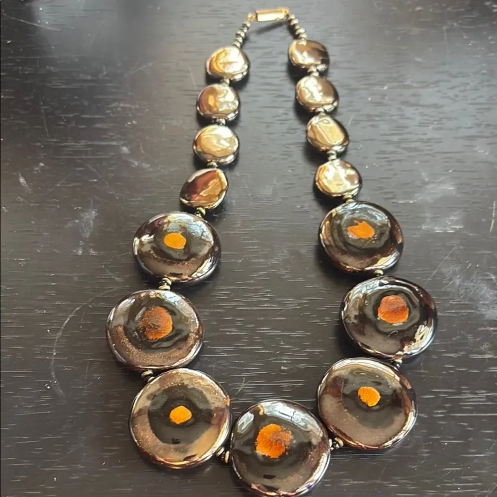 Vintage Kenya bulawaya fired clay/ceramic disk handcrafted necklace